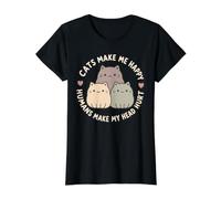 Les Chats me rendent Heureux Les Humains Font Mal à la tête drôle T-Shirt Graphique avec Valeur