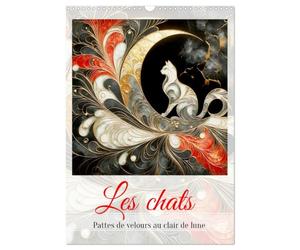 Les chats - Pattes de velours au clair de lune (Calendrier mural 2027 DIN A3 horizontal), CALVENDO calendrier mensuel: Voyage annuel avec des chats sous le signe de la lune.