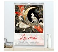 Les chats - Pattes de velours au clair de lune (Calendrier mural haut de gamme 2027 DIN A2 horizontal), CALVENDO calendrier mensuel: Voyage annuel avec des chats sous le signe de la lune.