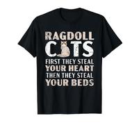 Les Chats Ragdoll volent Vos cœurs Puis volent Votre lit T-Shirt Graphique avec Valeur, Homme, Noir, S