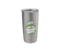 Les chats rendent ce léprechaun heureux jour de la Saint-Patrick Gobelet isotherme en acier inoxydable double paroi