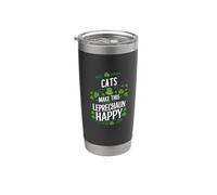 Les chats rendent ce léprechaun heureux jour de la Saint-Patrick Gobelet isotherme en acier inoxydable double paroi