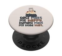 Les Chats sarcastiques drôles pour Amoureux des Chats me rendent Heureux, Humains blessés PopSockets PopGrip Adhésif