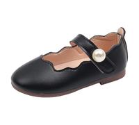 Les chaussures pour enfants sont toujours des chaussures plates unies, de grandes perles, des petites filles, des chaussures de princesse, des chaussures de danse à semelles souples, Noir , 25 EU