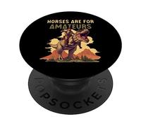 Les Chevaux sont pour Les Amateurs Un Cow-Boy drôle chevauchant Un Dinosaure T-Rex PopSockets PopGrip Adhésif