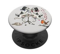 Les Chiens Caniche Dansent Amoureux Le Matin avec Une Tasse de café PopSockets PopGrip Adhésif