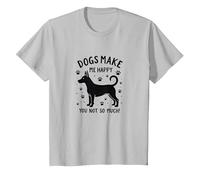 Les Chiens me rendent Heureuse, Pas Tant Que ça ! Amoureux des Animaux de Compagnie T-Shirt, Enfant, Argent, 3 Ans