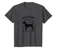 Les Chiens me rendent Heureuse, Pas Tant Que ça ! Amoureux des Animaux de Compagnie T-Shirt, Enfant, Chiné Foncé, 2 Ans