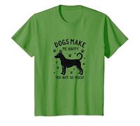 Les Chiens me rendent Heureuse, Pas Tant Que ça ! Amoureux des Animaux de Compagnie T-Shirt, Enfant, Herbe, 6 Ans