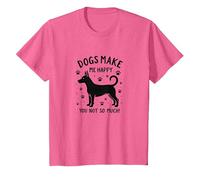Les Chiens me rendent Heureuse, Pas Tant Que ça ! Amoureux des Animaux de Compagnie T-Shirt, Enfant, Rose Chiné, 2 Ans