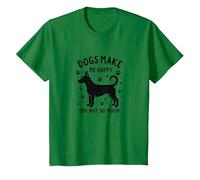 Les Chiens me rendent Heureuse, Pas Tant Que ça ! Amoureux des Animaux de Compagnie T-Shirt, Enfant, Vert Kelly, 4 Ans