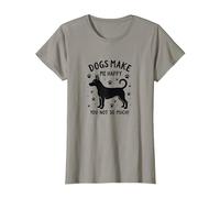 Les Chiens me rendent Heureuse, Pas Tant Que ça ! Amoureux des Animaux de Compagnie T-Shirt, Femme, Ardoise, 3XL