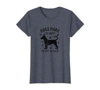 Les Chiens me rendent Heureuse, Pas Tant Que ça ! Amoureux des Animaux de Compagnie T-Shirt, Femme, Bleu Chiné, 3XL