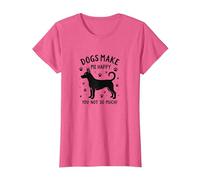 Les Chiens me rendent Heureuse, Pas Tant Que ça ! Amoureux des Animaux de Compagnie T-Shirt, Femme, Rose Chiné, XL