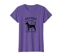 Les Chiens me rendent Heureuse, Pas Tant Que ça ! Amoureux des Animaux de Compagnie T-Shirt, Femme, Violet Chiné, XXL