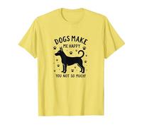 Les Chiens me rendent Heureuse, Pas Tant Que ça ! Amoureux des Animaux de Compagnie T-Shirt, Homme, Citron, XXL