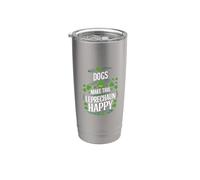 Les chiens rendent ce léprechaun heureux jour de la Saint-Patrick Gobelet isotherme en acier inoxydable double paroi