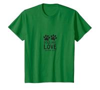 Les Chiens sont Amoureux des Animaux à Quatre Pattes T-Shirt, Enfant, Vert Kelly, 4 Ans