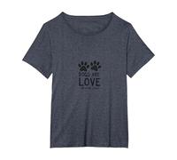 Les Chiens sont Amoureux des Animaux à Quatre Pattes T-Shirt, Femme Grandes Tailles, Bleu Chiné, 1X
