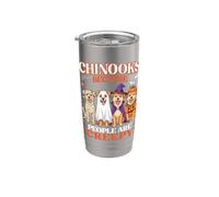 Les chinooks, parce que les gens sont effrayants et effrayants, l'amour des chiens pour Halloween Gobelet isotherme en acier inoxydable double paroi