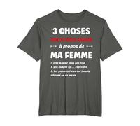 Les Choses à Savoir sur ma Femme Humour Couple Jalousie T-Shirt, Homme Grandes Tailles, Asphalte, 3X Tall