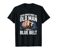 Les Citations du BJJ ne sous-estiment jamais Un Vieil Homme avec Une Ceinture Bleue T-Shirt
