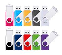 Les Clés USB 2.0 Flash Drive Stylo Lecteur Memory Stick Pouce pivotant Jump Drive pour Stockage de Données, Le Partage de fichiers (Lot DE 10, Multicolore) 64GB