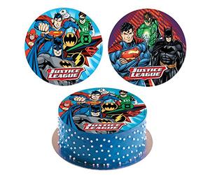 les colis noirs lcn Disque Azyme Justice League 20cm - Batman Green Lantern Superman Flash - Décoration Gâteau Anniversaire Goûter - 733