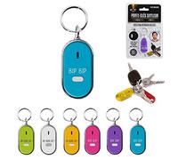 Les Colis Noirs LCN - Porte-Clés Siffleur avec LED - Bleu - Compatible avec toutes les clés - Trouveur d'objets