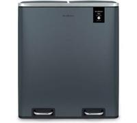 Les Collectors Poubelle de tri à pédale N°906 — Inox, double compartiment 30L, gris bleuté