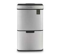 Les Collectors - Poubelle de Cuisine à capteur N°1010, Acier inoxydable, 3 compartiments (42L + 11L + 11L), Ouverture Supérieur Automatique, Tri sélectif et recyclage, Fermeture Silencieuse, Inox