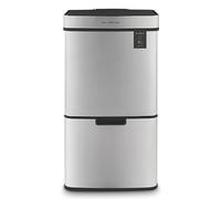 Les Collectors - Poubelle de Cuisine à capteur N°1012, Acier inoxydable, 3 compartiments (47L + 11L + 11L), Ouverture Supérieur Automatique, Tri sélectif et recyclage, Fermeture Silencieuse, Inox