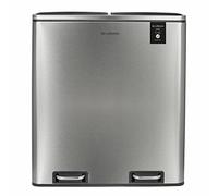 Les Collectors - Poubelle de tri à pédale N°904, Acier inoxydable, Double compartiment de 30L, Sac compatible 30L, Tri sélectif, Seaux amovibles, Résistante, Pratique, Fermeture silencieuse, Inox