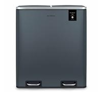 Les Collectors Poubelle de tri à pédale Gris Bleuté N°906 Capacité 54 L, Résistante, Cuisine, Séparateur de déchets 3 bacs, Sceaux amovibles, Recyclage, Tri sélectif, Fermeture couvercle silencieuse