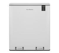 Les Collectors - Poubelle de tri à pédale N°918, Acier inoxydable, Double compartiment de 30L, Sac compatible 30L, Tri sélectif, Seaux amovibles, Résistante, Pratique, Fermeture silencieuse, Blanche