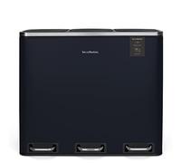 Les collectors-Poubelle de tri à pédale N°986, Acier inoxydable, Triple compartiment de 18L, Sac compatible 30L, Tri sélectif, Seaux amovibles, Résistante, Pratique, Fermeture silencieuse, Bleu Nuit