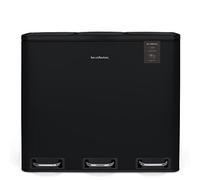 Les Collectors - Poubelle de tri à pédale N°988, Acier inoxydable, Triple compartiment de 18L, Sac compatible 30L, Tri sélectif, Seaux amovibles, Résistante, Pratique, Fermeture silencieuse, Noire