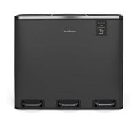 Les Collectors Poubelle de tri à pédale N°990, Acier inoxydable, Triple compartiment de 18L, Sac compatible 30L, Tri sélectif, Seaux amovibles, Pratique, Fermeture silencieuse, Gris anthracite