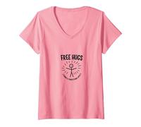Les Conditions générales de Free Hugs s'appliquent à la Figurine Funny Stick T-Shirt avec Col en V, Femme, Rose, M