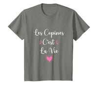 Les copines C'est la Vie | Cadeau drôle Meilleures amies T-Shirt, Enfant, Vert Kaki chiné, 4 Ans
