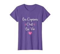 Les copines C'est la Vie | Cadeau drôle Meilleures amies T-Shirt, Femme, Violet Chiné, XS