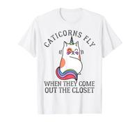 Les Cornes de Chat volent Quand Elles sortent du Placard T-Shirt Graphique avec Valeur, Homme, Blanc, L