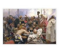Les Cosaques zaporogues écrivant une lettre au sultan de Turquie Poster de Ilya Efimovich Repin 90 x 60 cm Tableaux Décoration murale