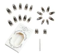 Les Couvertures Complètes Bâton Sur Les Ongles Longs Faux Avec Des Gradients Noirs Étoiles