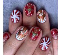 Les Couvertures Complètes Noël Bâton Sur Les Clous Bonbons Pressère Sur Des Ongles Brillants Fausses Pain D'épices
