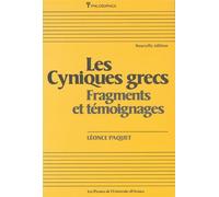 Les Cyniques grecs - Fragments et témoignages - Léonce Paquet - Pu De L'universite D'ottawa - Livre