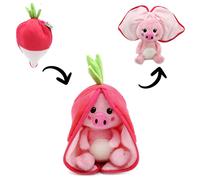 Les D? Glingos Flipetz Piglelet La peluche de cochon - Radis r versible en cochon 2-en-1 jouet doux - 11 pouces enfants transformant le jouet en