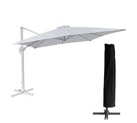 Parasol Déporté Molokai Rectangulaire 3x4m Blanc + Housse Blanc
