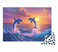 Les Dauphins Puzzle 1000 Pieces La mer Puzzle en Bois Jeu D'Intelligence Défi Jouets Décoration Moderne À PArtir De 14 Ans 1000pcs (75x50cm)