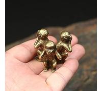 Les de 3 Figurines de Petits singes,Figurine décorative 3 singes de la sagesse,Statue des Singe de la Sagesse - I Can't See I Don't Hear I Don't Speak-Créatif Artisanat Ornement Feng Shui ,Laiton